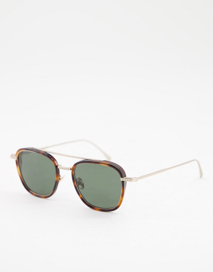 Lacoste double brow sunglasses in tort-Black