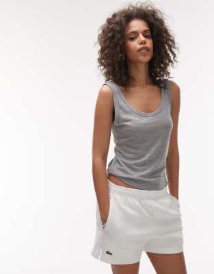 Lacoste Double Faced Pique Shorts In White