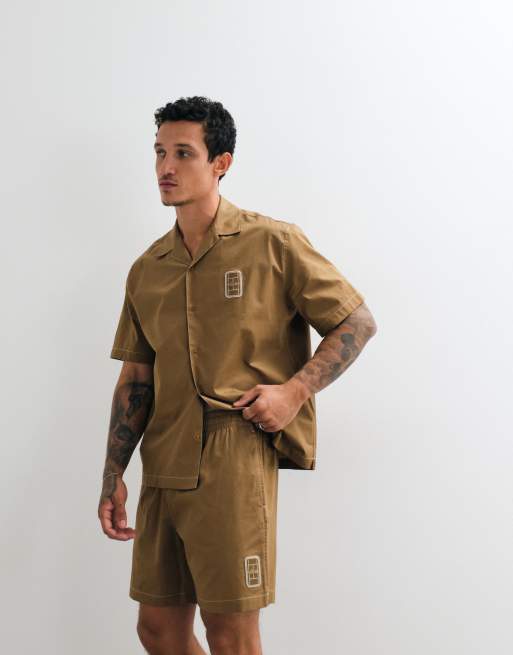 Lacoste drawstring logo shorts in brown (part of a set), 2 of 5