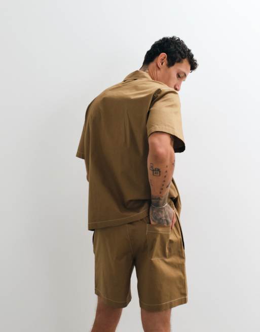 Lacoste drawstring logo shorts in brown (part of a set), 5 of 5