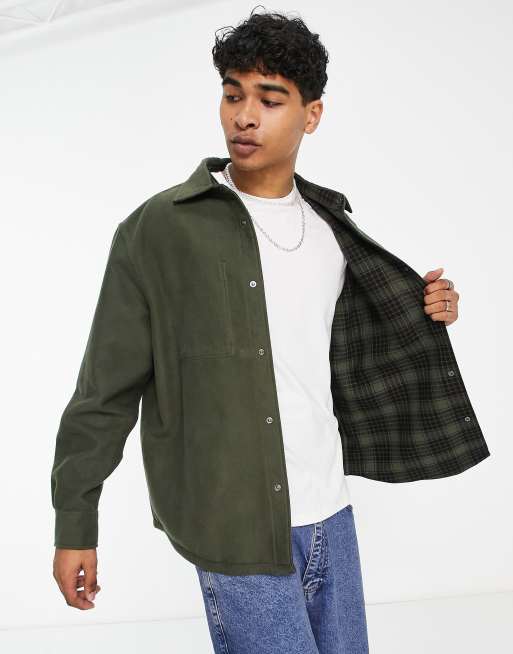 Lacoste – Dwustronna koszula wierzchnia w kolorze khaki ze wzorem w kratę