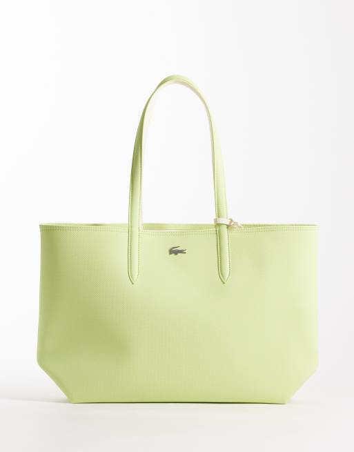 Lacoste – Dwustronna torba typu shopper w kolorze jasnożółtym i pistacjowym