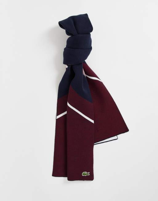 Lacoste - Écharpe - Bleu marine et bordeaux 