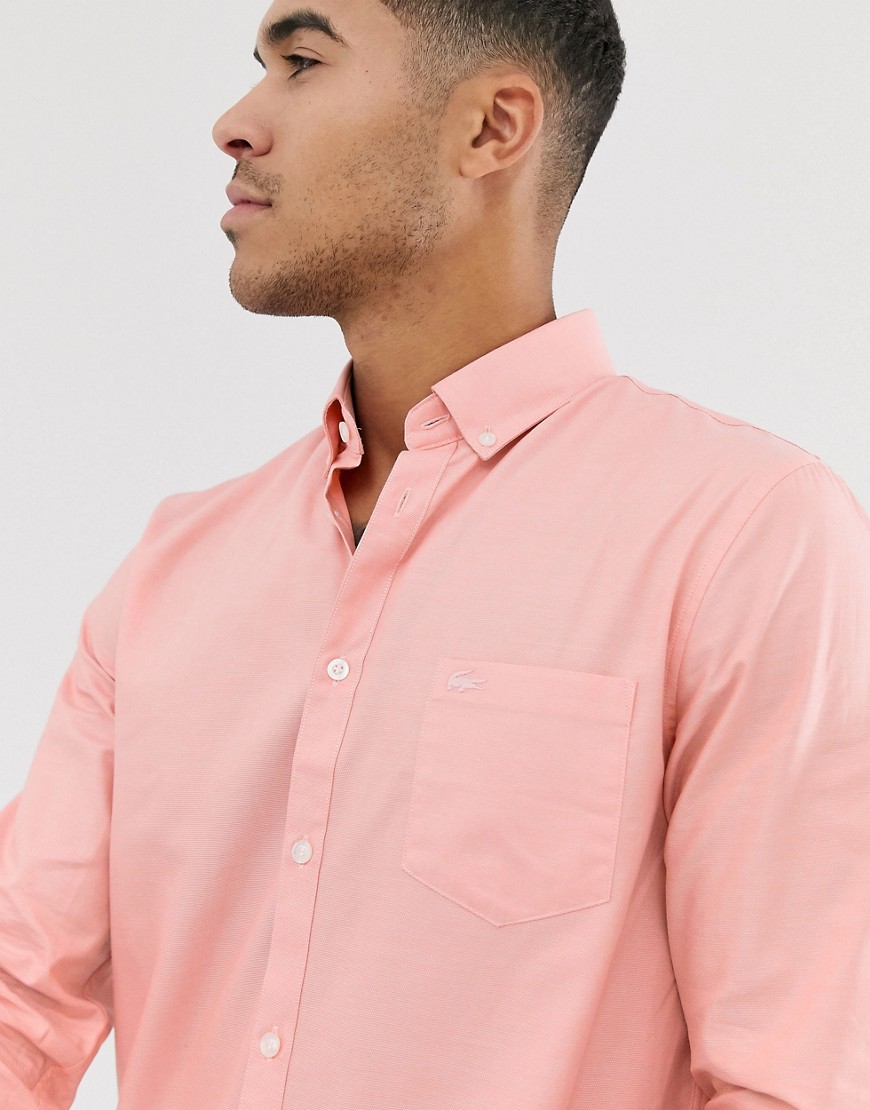 Lacoste - Effen overhemd met lange mouwen-Roze