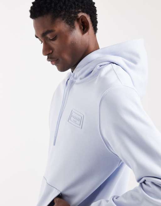 Lacoste embossed logo hoodie in light blue, 4 of 5