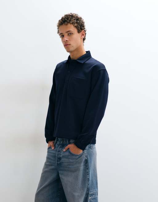 Lacoste embroidered detail gathered sweatshirt in navy, 2 of 5