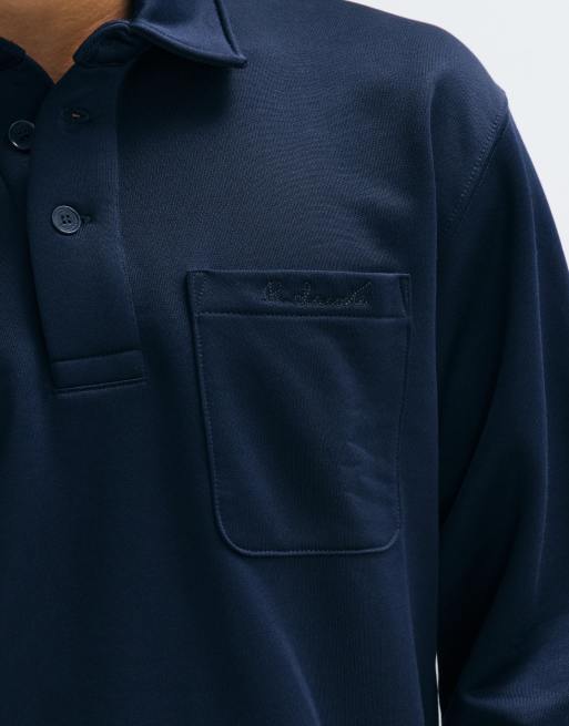 Lacoste embroidered detail gathered sweatshirt in navy, 4 of 5