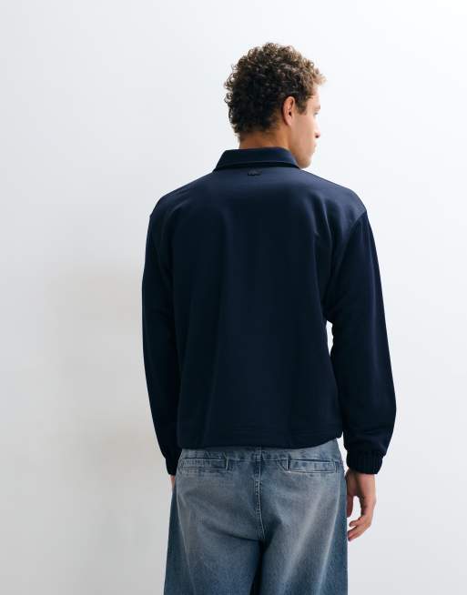 Lacoste embroidered detail gathered sweatshirt in navy, 5 of 5
