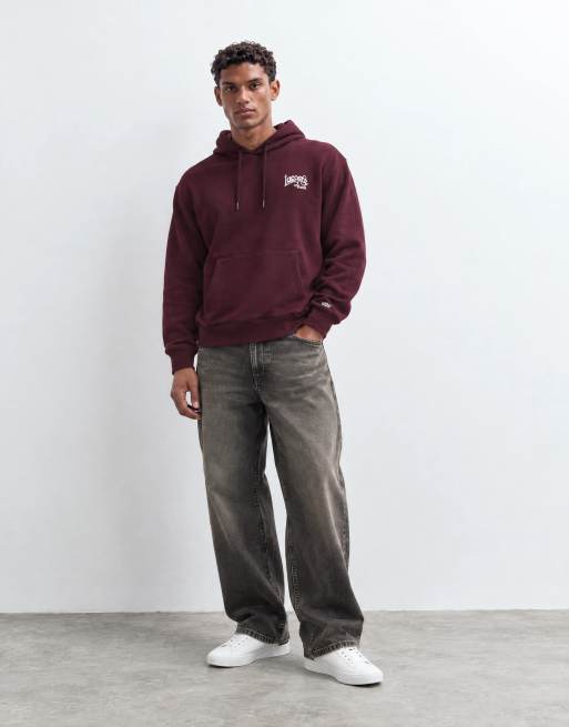 Lacoste embroidered logo hoodie in burgundy, 8 of 9