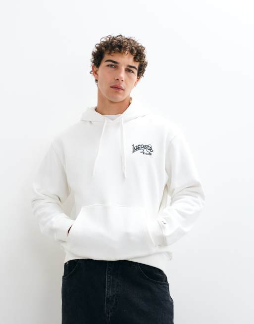 Lacoste embroidered logo hoodie in white, 5 of 9
