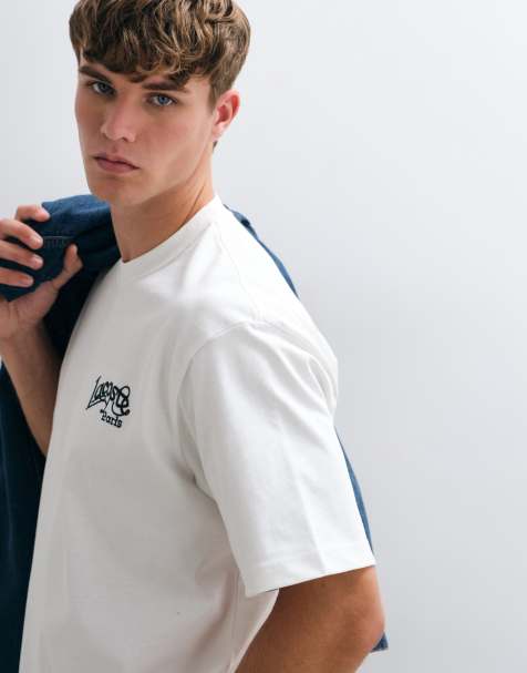 Lacoste embroidered logo short sleeve heavy cotton t-shirt in white - view 1