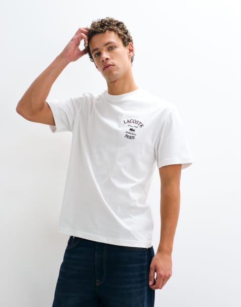 Lacoste embroidered logo short sleeve t-shirt in white - view 1