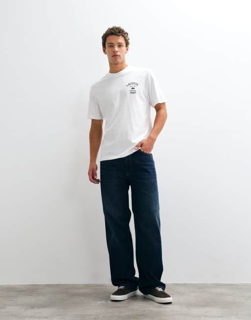 Lacoste embroidered logo short sleeve t-shirt in white , 2 of 5