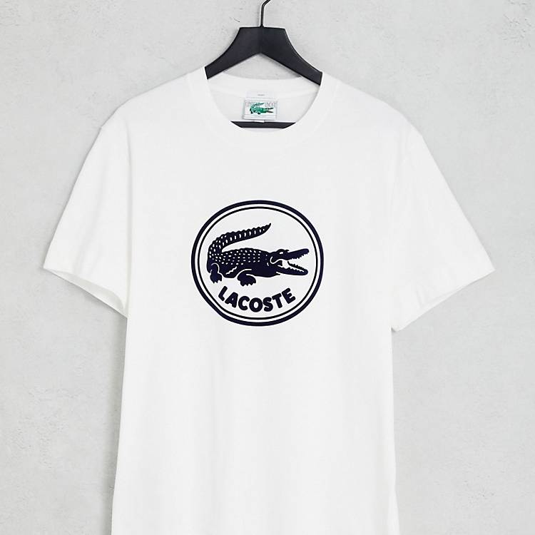 Lacoste embroidered logo t-shirt in off white