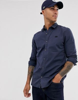 Lacoste – Enkel skjorta med lång ärm-Marinblå