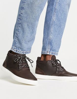Lacoste esparre chukka trainers in dark brown/off white