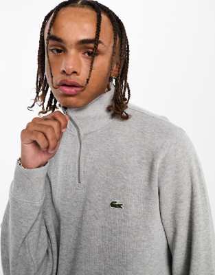 Lacoste Lacoste essentials 1/4 zip sweatshirt in grey-Neutral