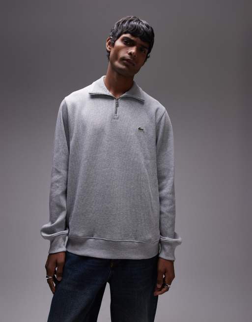 Lacoste essentials 1/4 zip sweatshirt in heather gray