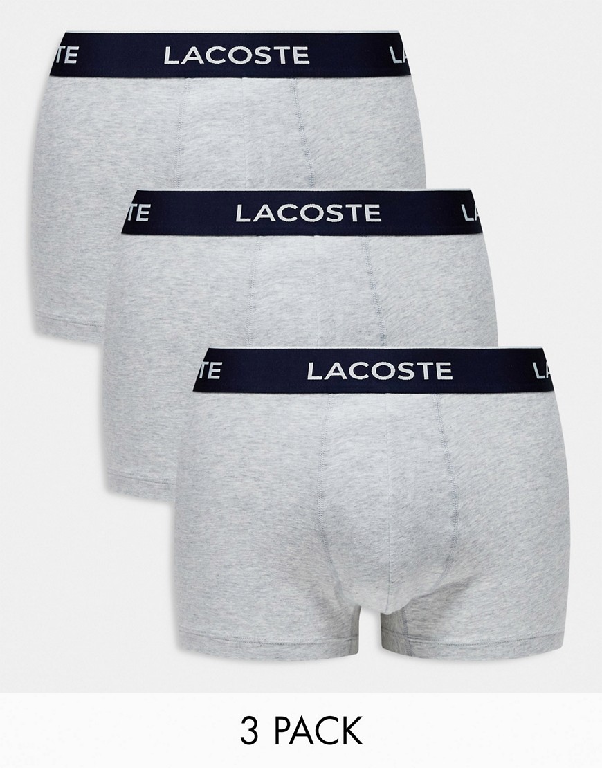 Lacoste essentials 3 pack trunks in grey