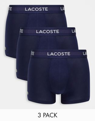 Lacoste essentials 3 pack trunks in navy - ASOS Price Checker