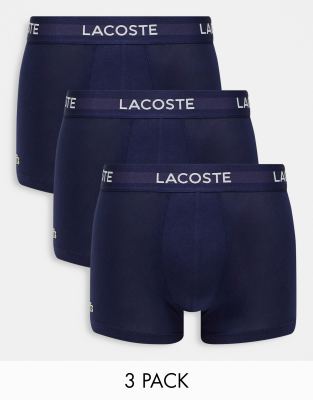 Lacoste essentials 3 pack trunks in navy