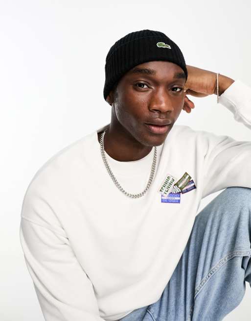 Lacoste essentials beanie in black ASOS