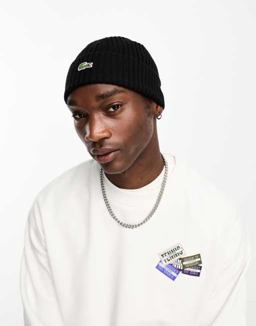 Lacoste essentials beanie in black ASOS