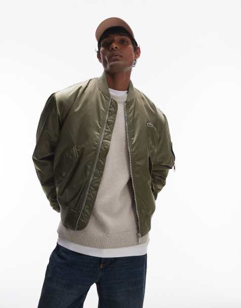 Lacoste essentials bomber jacket in khaki - view 1