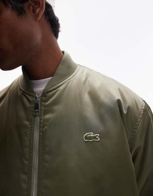 Lacoste essentials bomber jacket in khaki ASOS