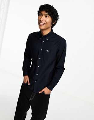 Lacoste essentials long sleeve shirt in navy - ASOS Price Checker