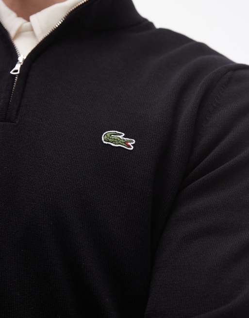 Lacoste essentials half zip jumper in black ASOS