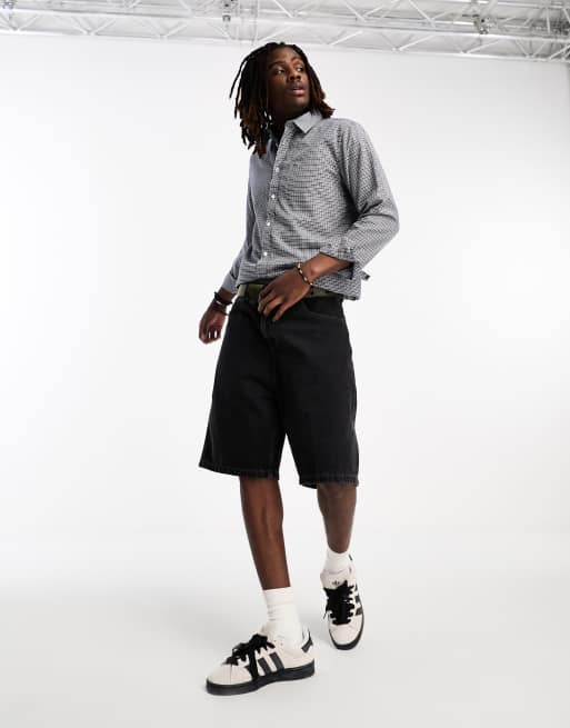 Lacoste – Essentials – Langärmliges Hemd in Marineblau kariert ASOS