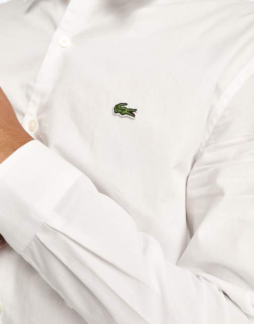 Lacoste essentials long sleeve shirt in white