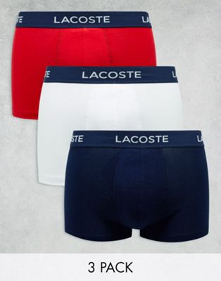 Lacoste essentials 3 pack trunks in multi - ASOS Price Checker