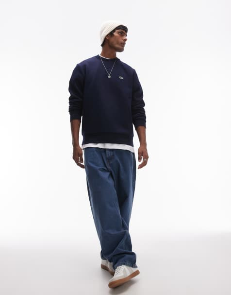 Lacoste – Essentials – Marinblå sweatshirt med logga - view 1