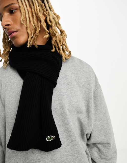 Lacoste essentials wool scarf in black