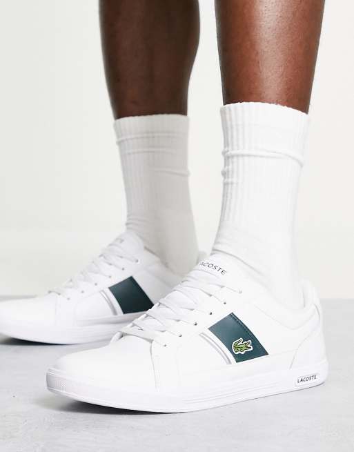 Lacoste Europa Trainers With Green Stripe in White for Men