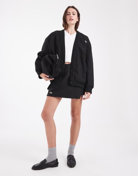 Lacoste falda de tenis de lana hervida de conjunto en gris oscuro - view 1