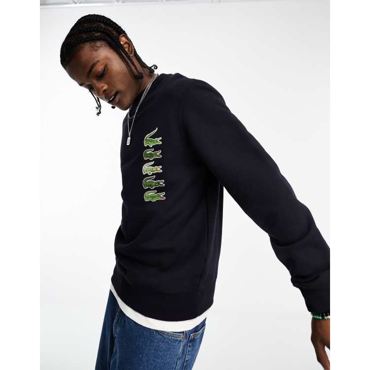 Lacoste Felpa blu navy con logo multiplo del coccodrillo ASOS