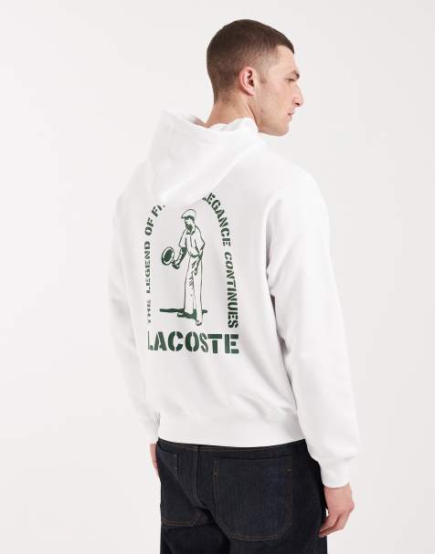 Lacoste - Felpa con cappuccio bianca con stampa sul retro - view 1