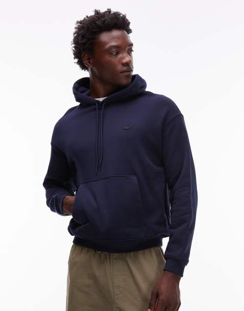 Lacoste - Felpa con cappuccio blu navy con logo tono su tono - view 1