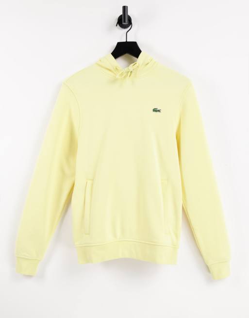 Lacoste - Felpa con cappuccio e logo piccolo, colore giallo