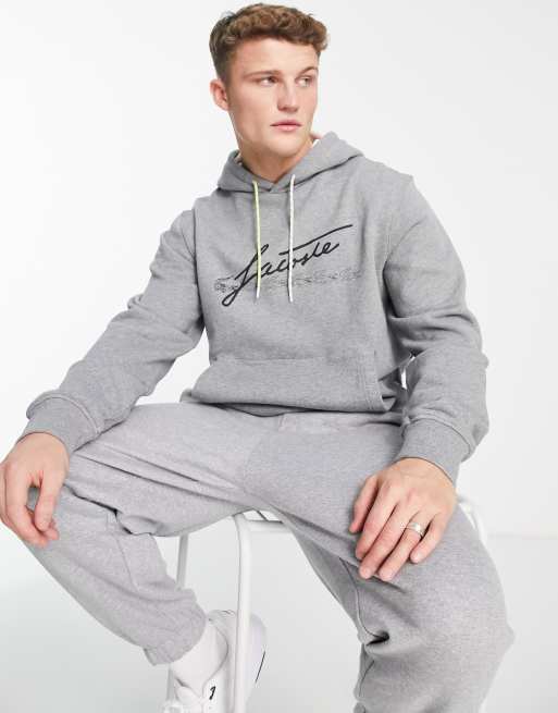 Lacoste - Felpa con cappuccio grigia con logo
