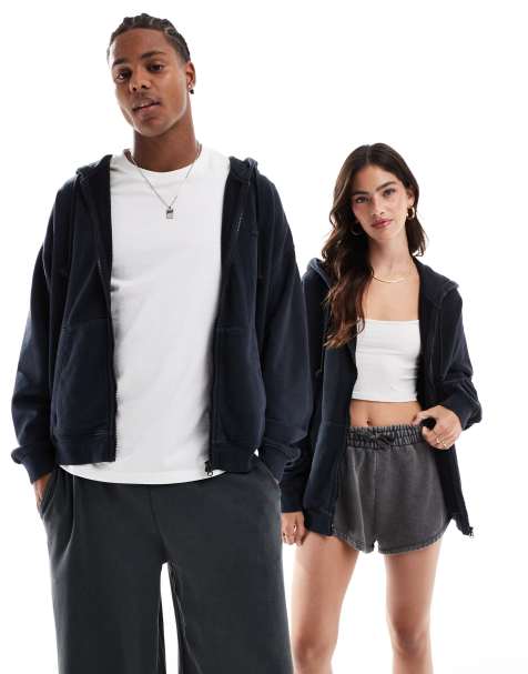 Lacoste - Felpa nero slavato unisex con cappuccio e zip - view 1