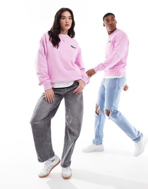 lacoste style - Felpa unisex rosa con logo