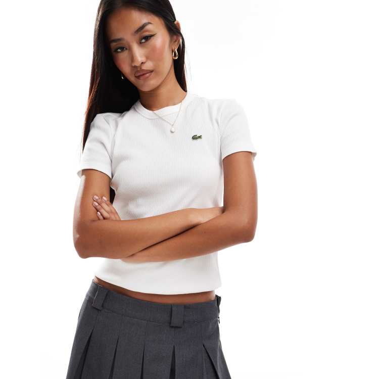 Lacoste fitted logo t-shirt in white ASOS