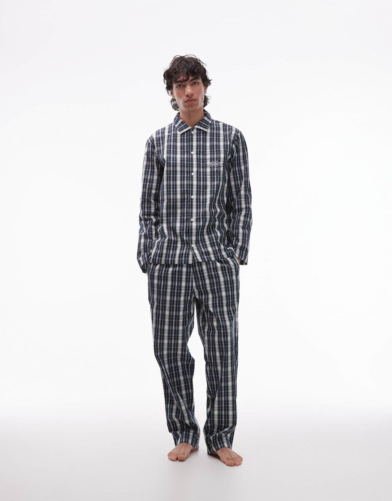 Фланелевая пижама Lacoste зеленого цвета