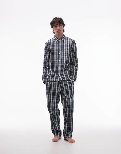 Lacoste flannel pajama set in green