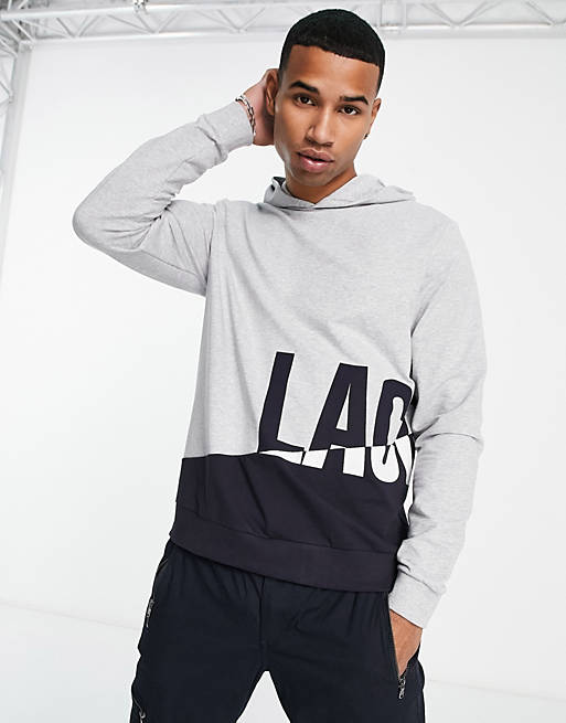 Lacoste fleece lounge hoodie in grey | ASOS