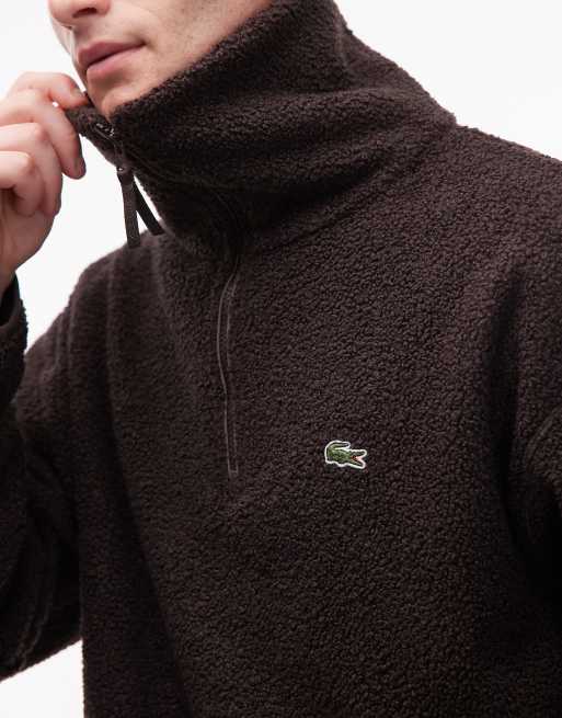 Lacoste - Fleece sweatshirt met korte rits in bruin, 5 van 5